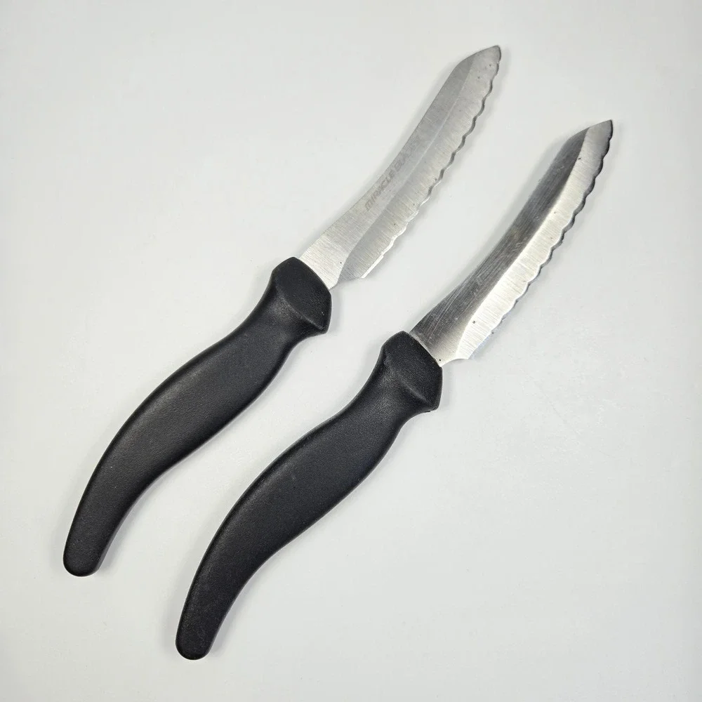 Miracle Blade III Perfection Series Steak Knives Set of 2 Stainless Black Handle